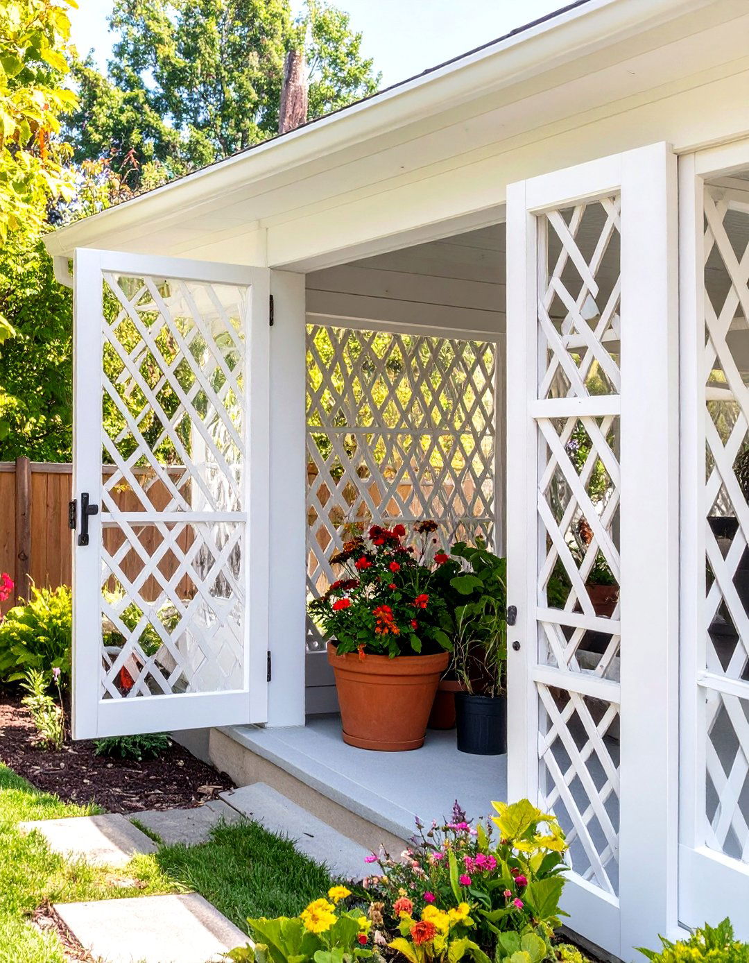 Removable Lattice Panel Storage - 30 under deck storage ideas