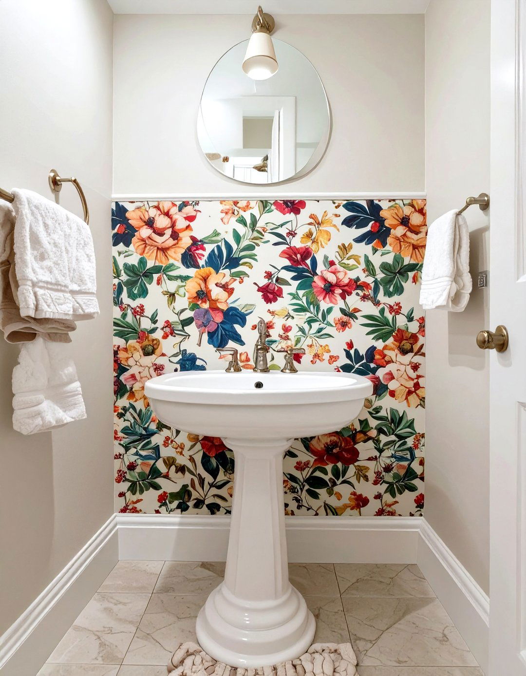 Removable Wallpaper Accent Wall - 30 teen girl bathroom ideas