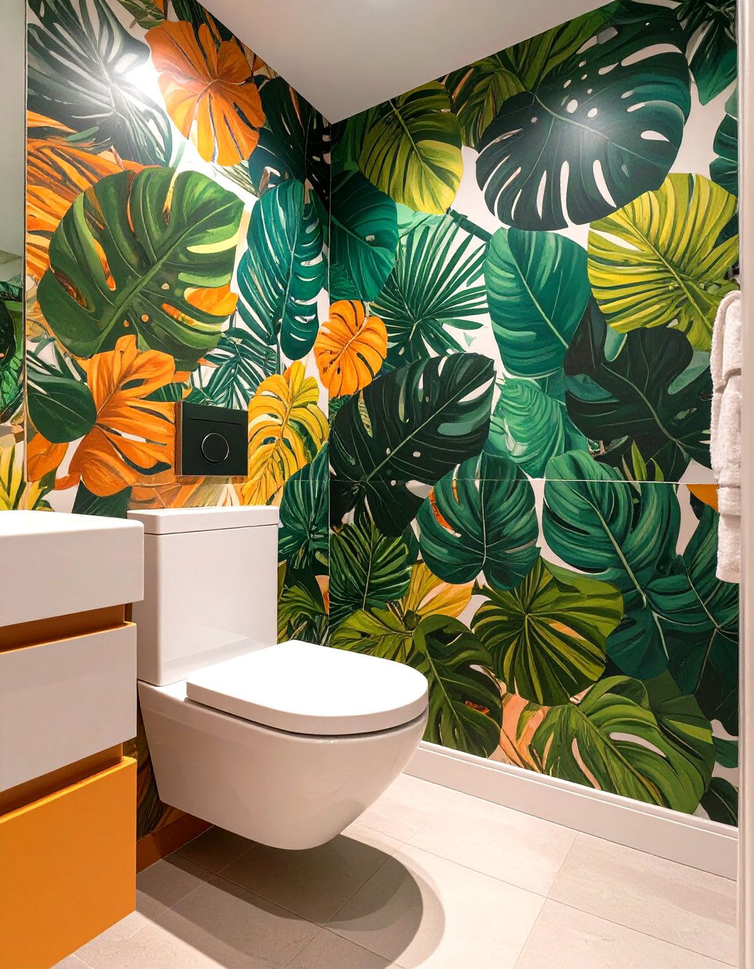 Removable Wallpaper Accent Wall - 30 teen bathroom ideas