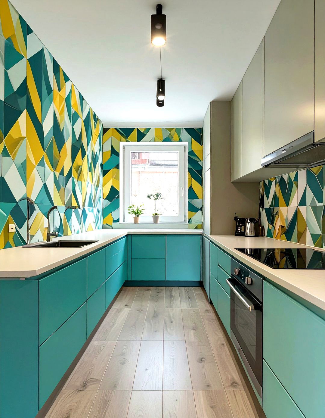 Removable Wallpaper for a Statement Wall - 30 small galley kitchen ideas on a budget
