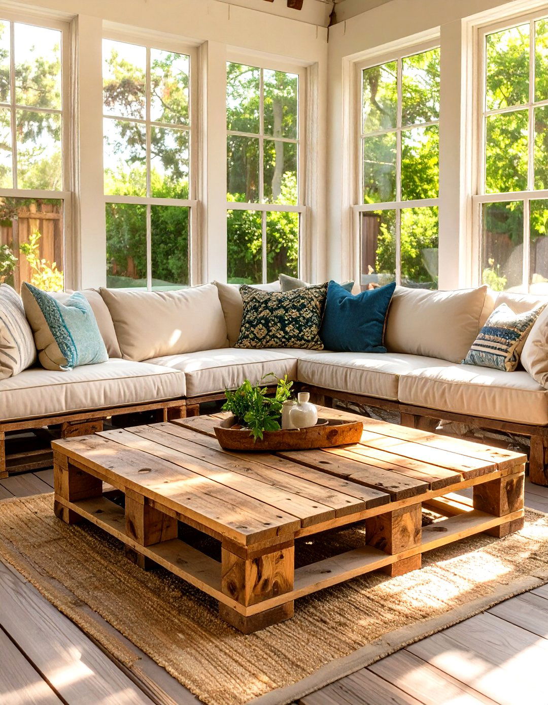 Repurpose Pallets for a Screen Porch Coffee Table - 30 screen porch ideas on a budget