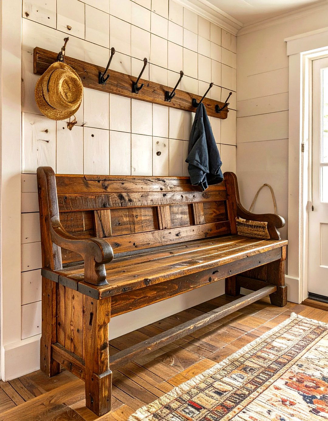 Repurposed Antique Bench Idea - 30 mudroom bench ideas