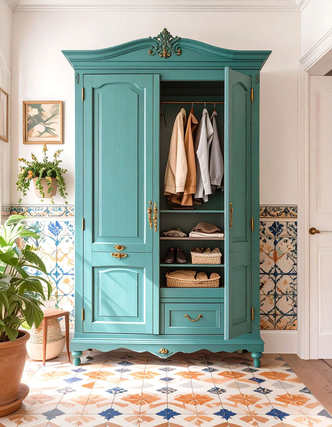 Repurposed Armoire as a Small Entryway Coat Closet - 30 small entryway coat closet ideas