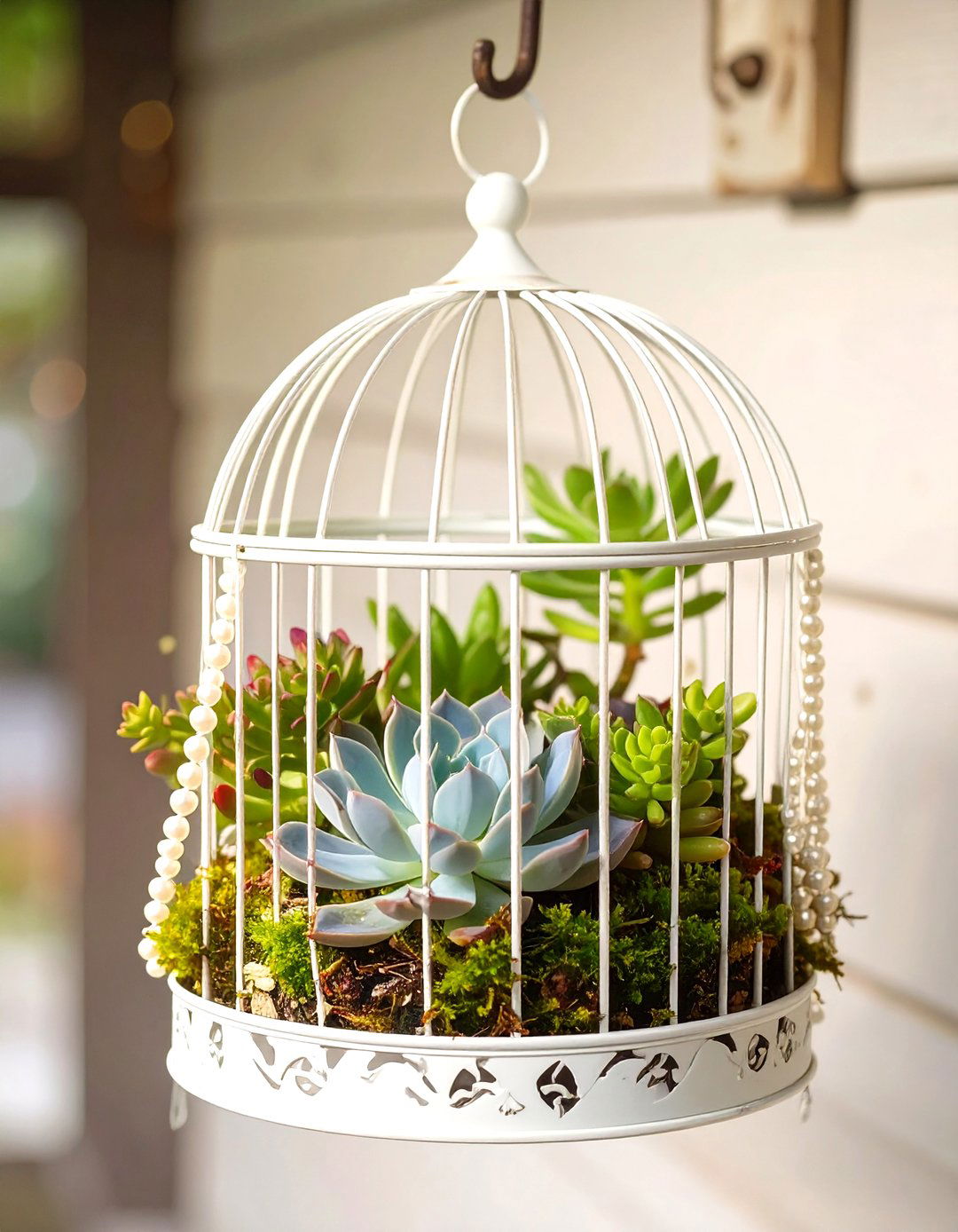 Repurposed Birdcage Succulent Garden - 30 succulent garden ideas