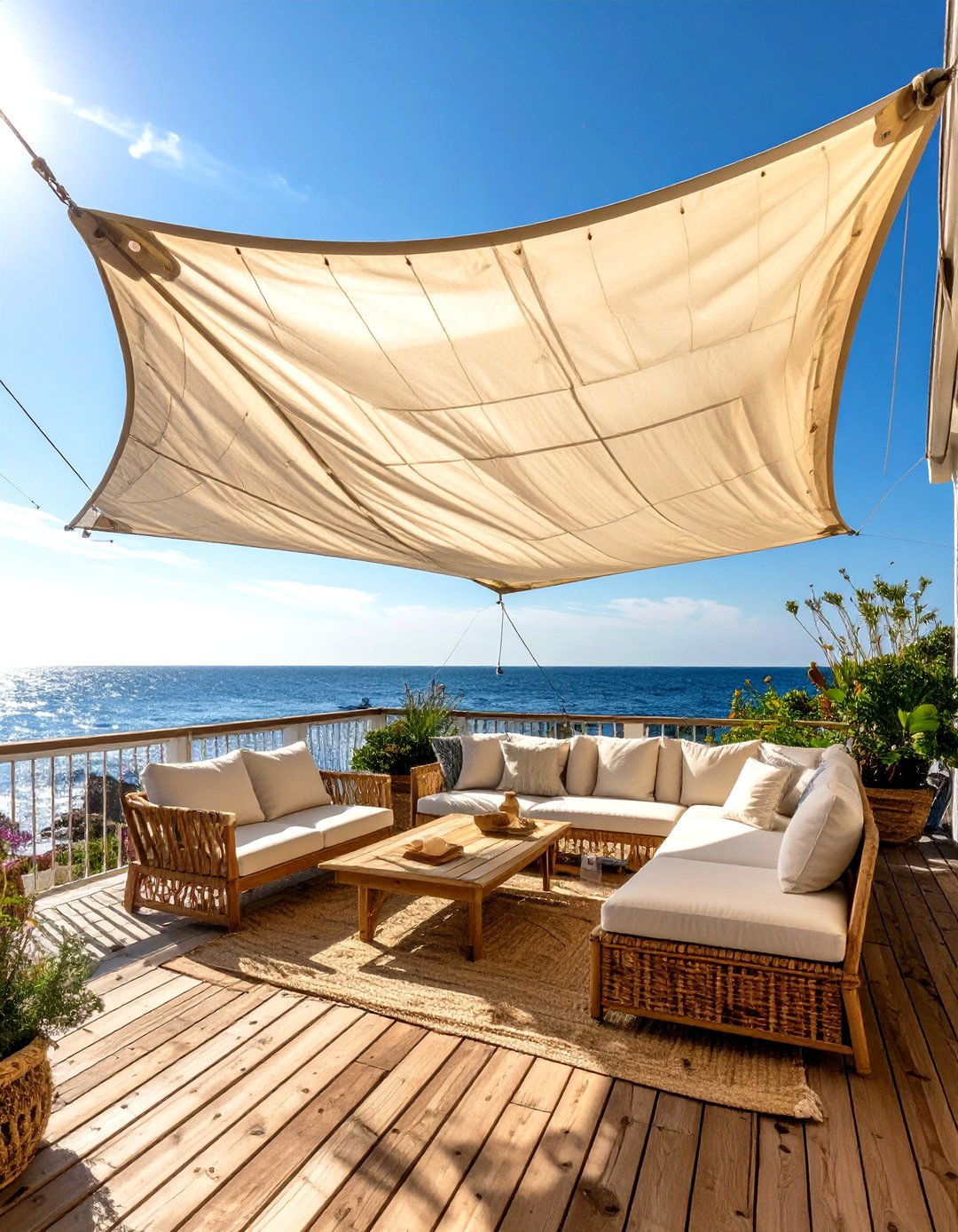 Repurposed Boat Sail - 30 cheap patio cover ideas