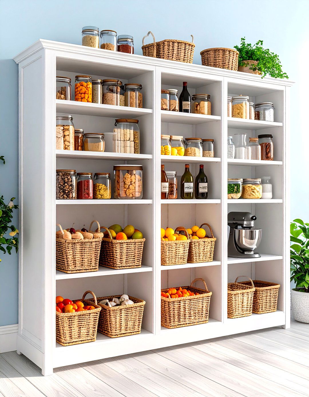 Repurposed Bookcase Pantry - 30 pantry ideas for small kitchen