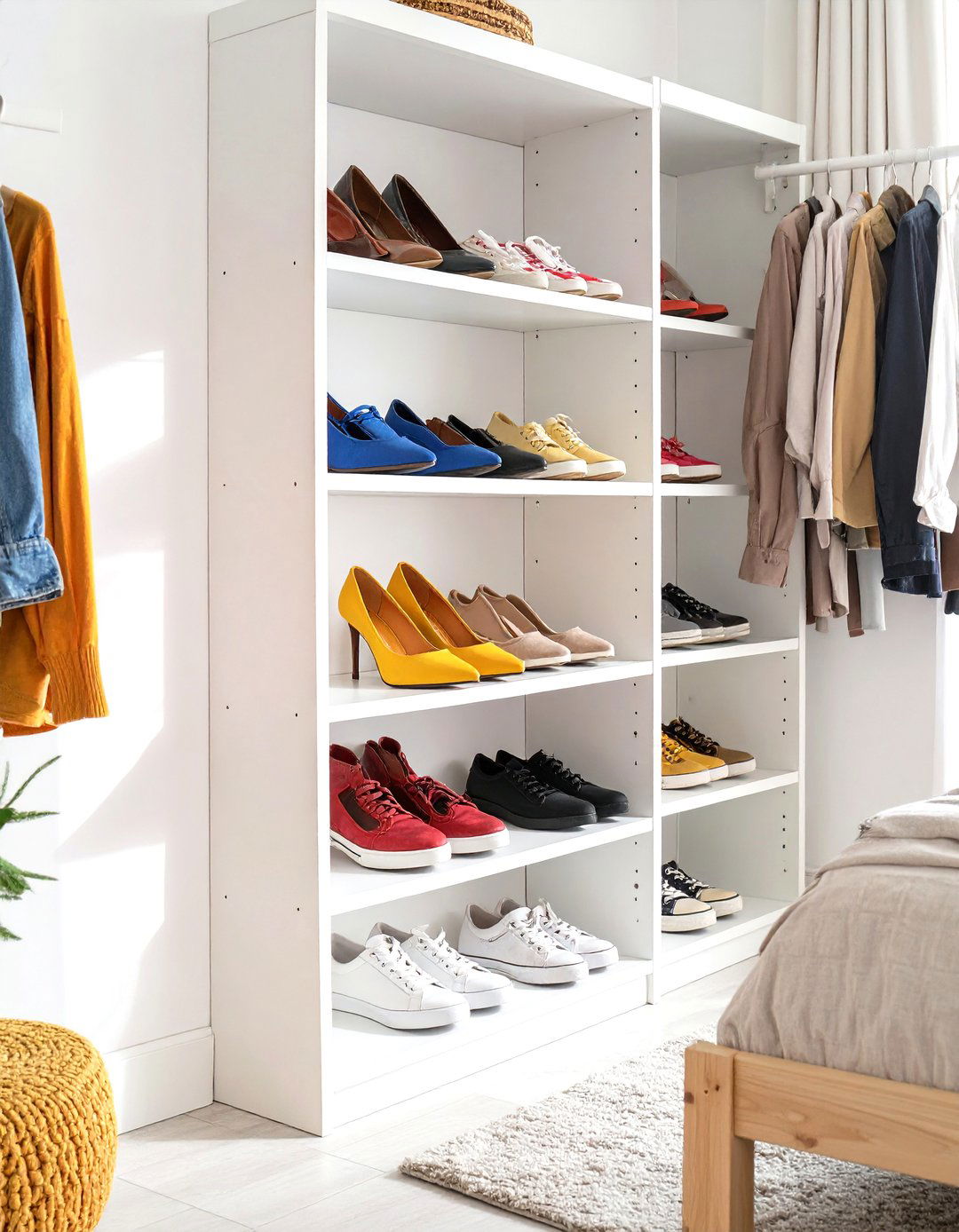 Repurposed Bookcase for Shoe Storage - 30 shoe closet ideas