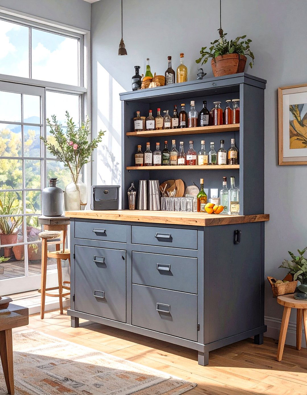 Repurposed Cabinet Man Cave Bar - 30 small man cave bar ideas