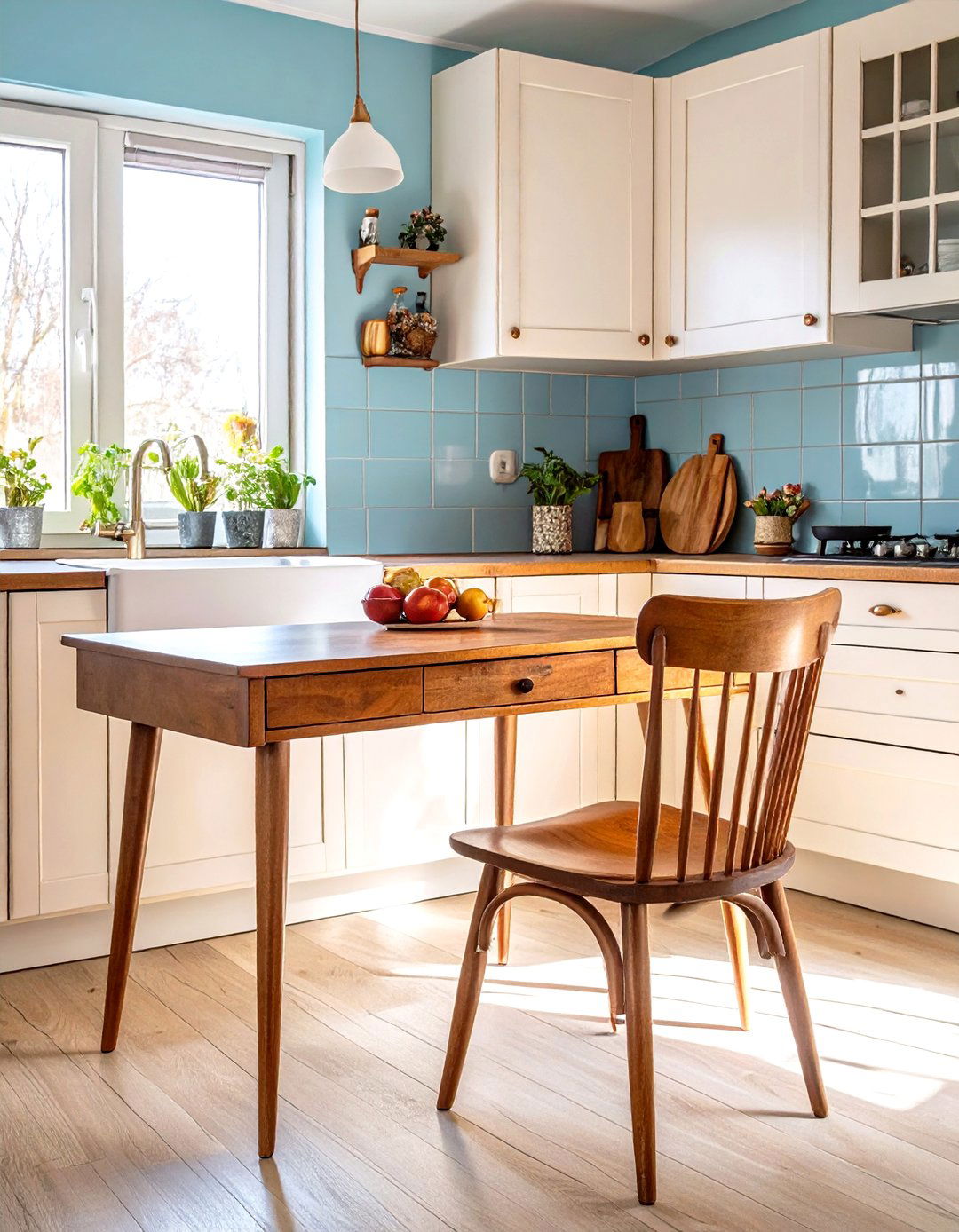 Repurposed Desk as a Kitchen Table - 30 small kitchen table ideas