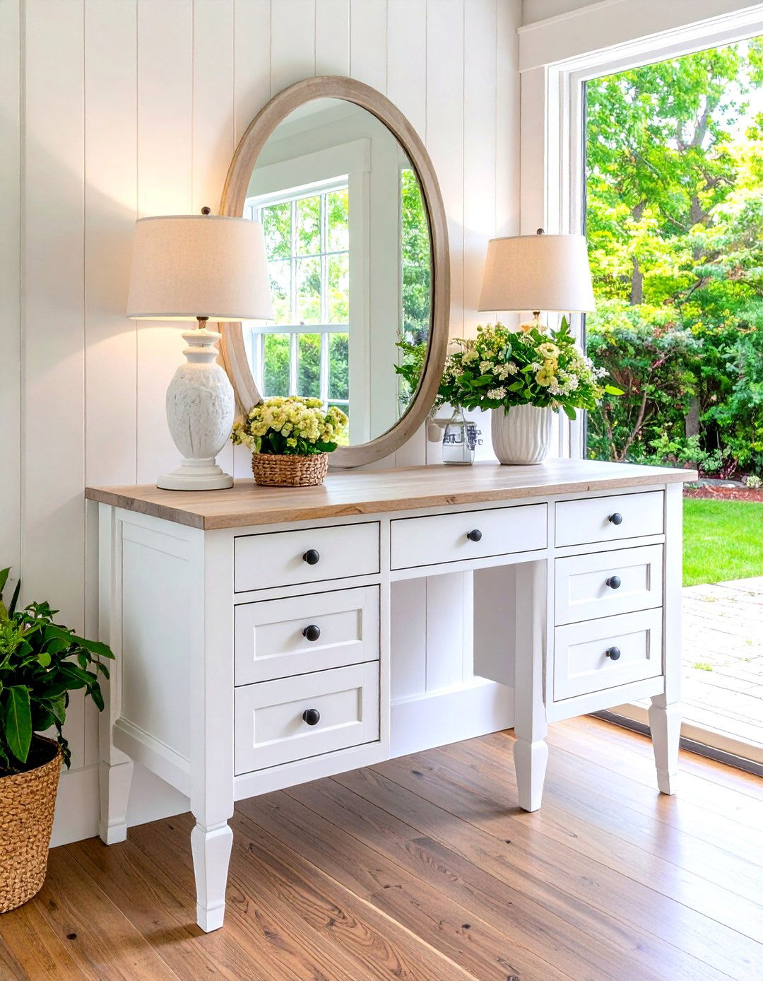 Repurposed Door Vanity Table - 30 diy vanity ideas