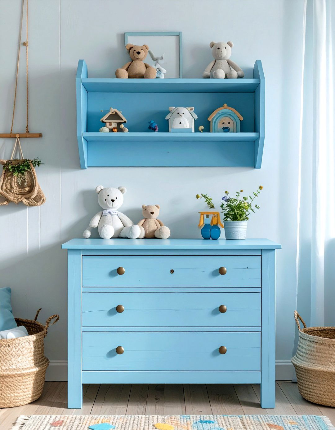 Repurposed Drawer Shelves - 30 toddler girl room ideas on a budget