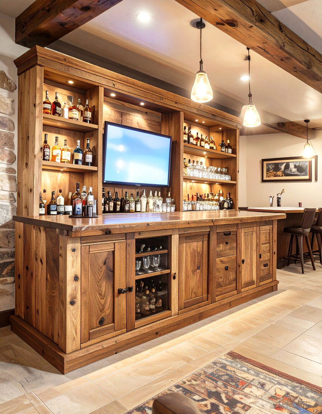 Repurposed Entertainment Center Man Cave Bar - 30 small man cave bar ideas