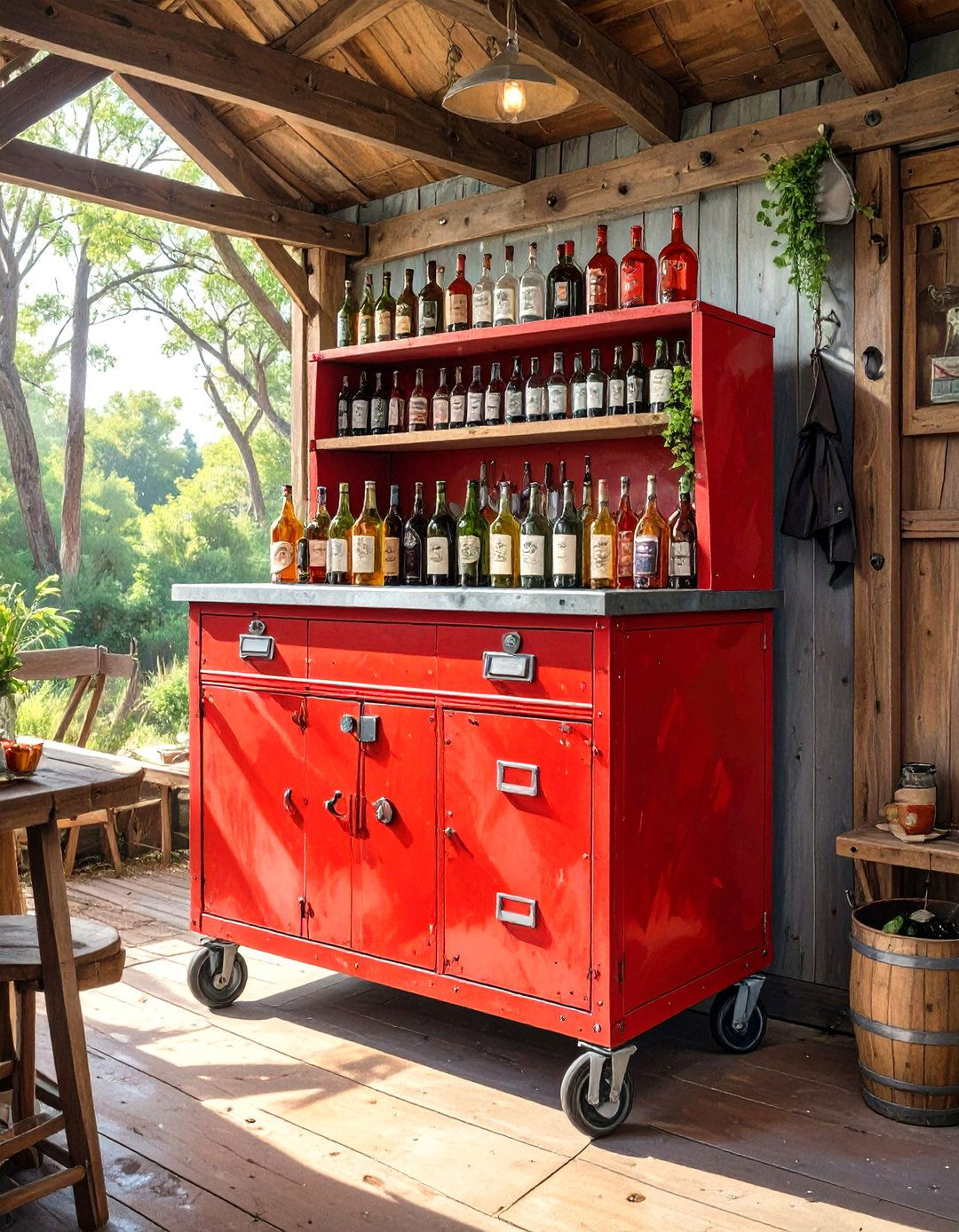 Repurposed File Cabinet Bar Cart - 30 shed man cave ideas on a budget