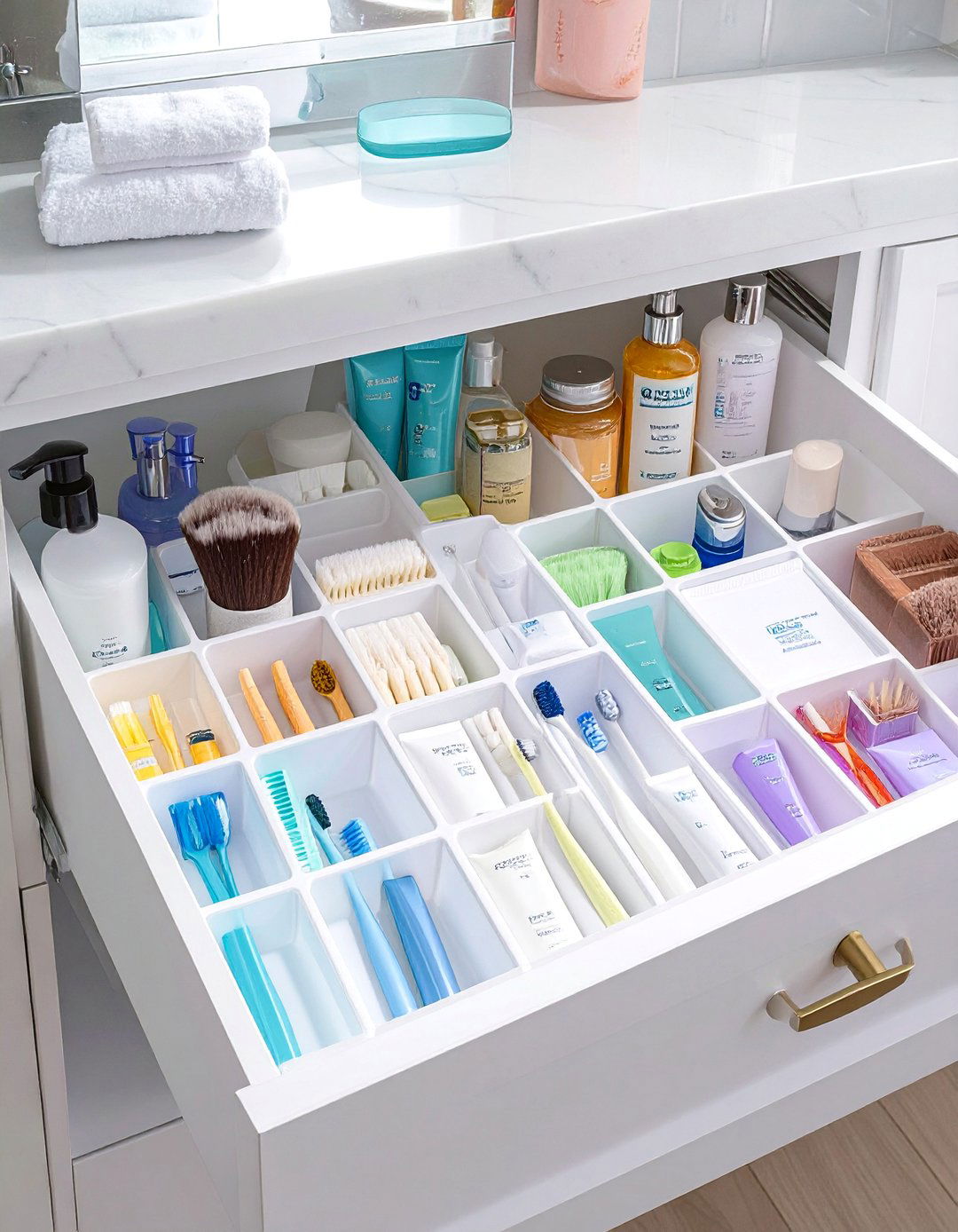 Repurposed Kitchen Utensil Trays - 30 bathroom drawer organization ideas