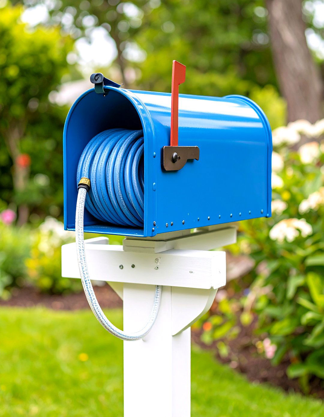 Repurposed Mailbox Hose Hideaway - 30 garden hose storage ideas