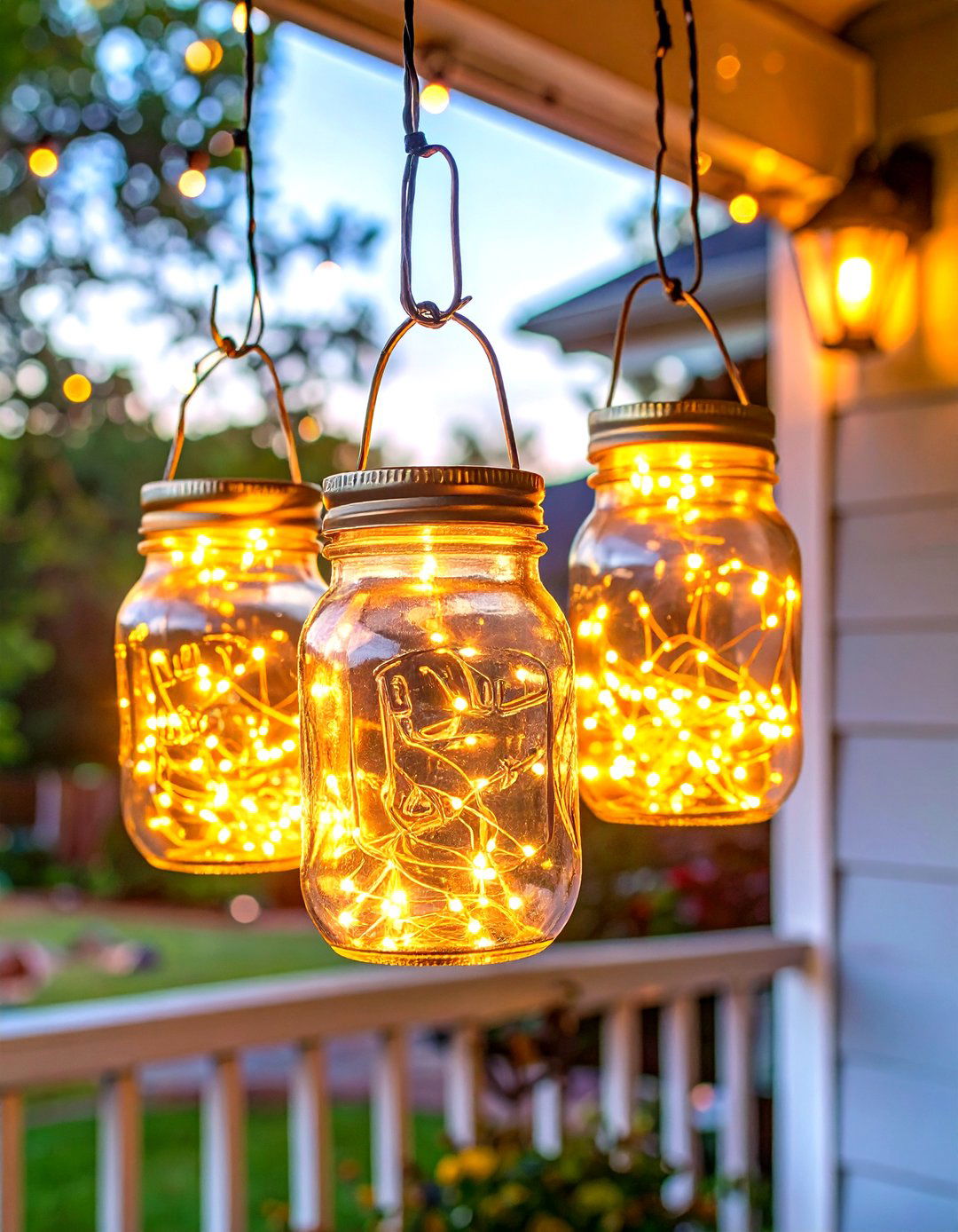 Repurposed Mason Jar Lanterns for a Small Front Porch - 30 small front porch ideas on a budget