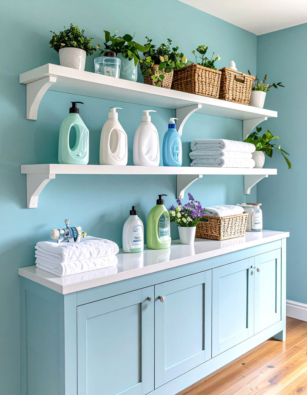 Repurposed Picture Ledge Laundry Room Shelves - 30 laundry room shelves ideas