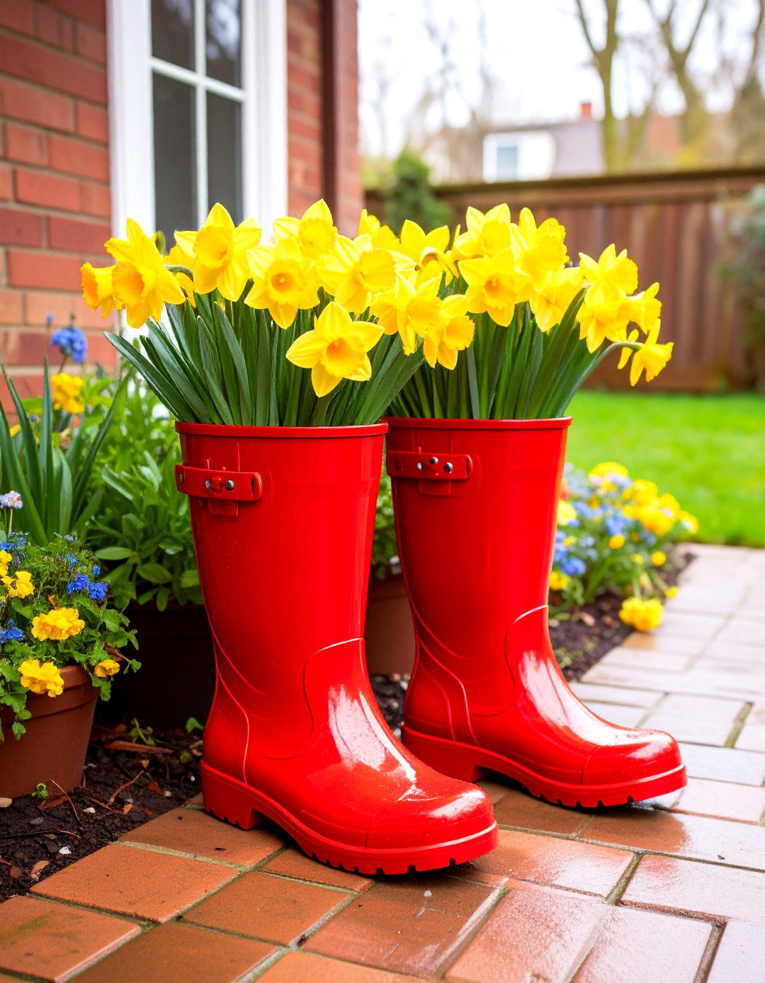 Repurposed Rain Boot Patio Planter - 30 patio planter ideas