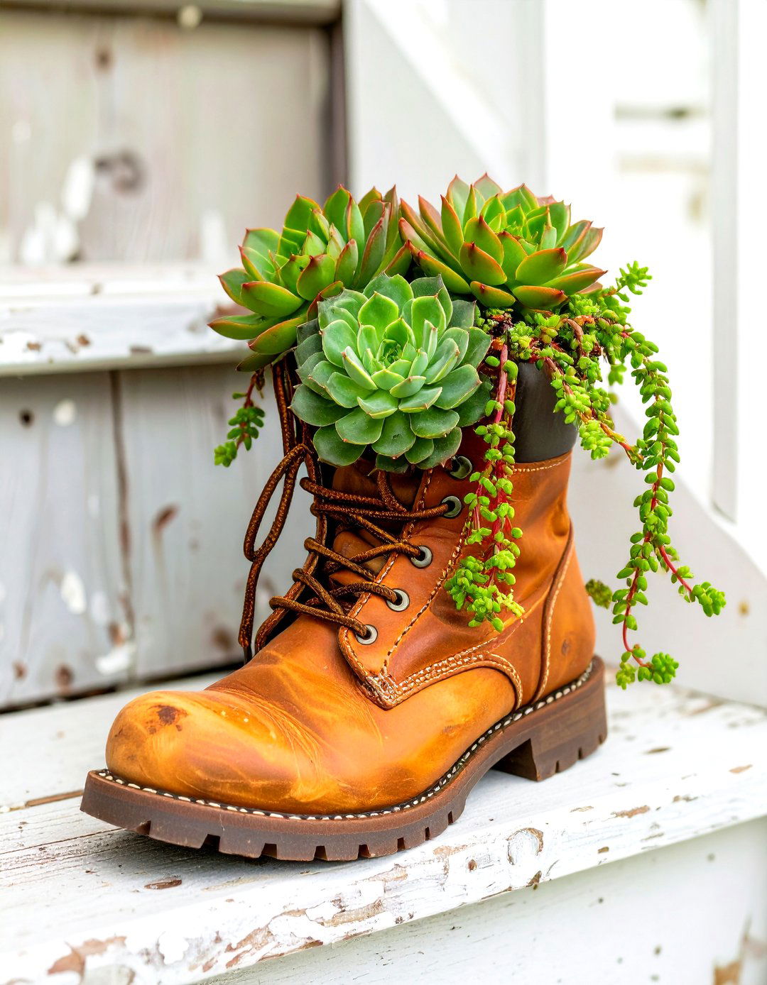 Repurposed Shoe Succulent Garden - 30 succulent garden ideas