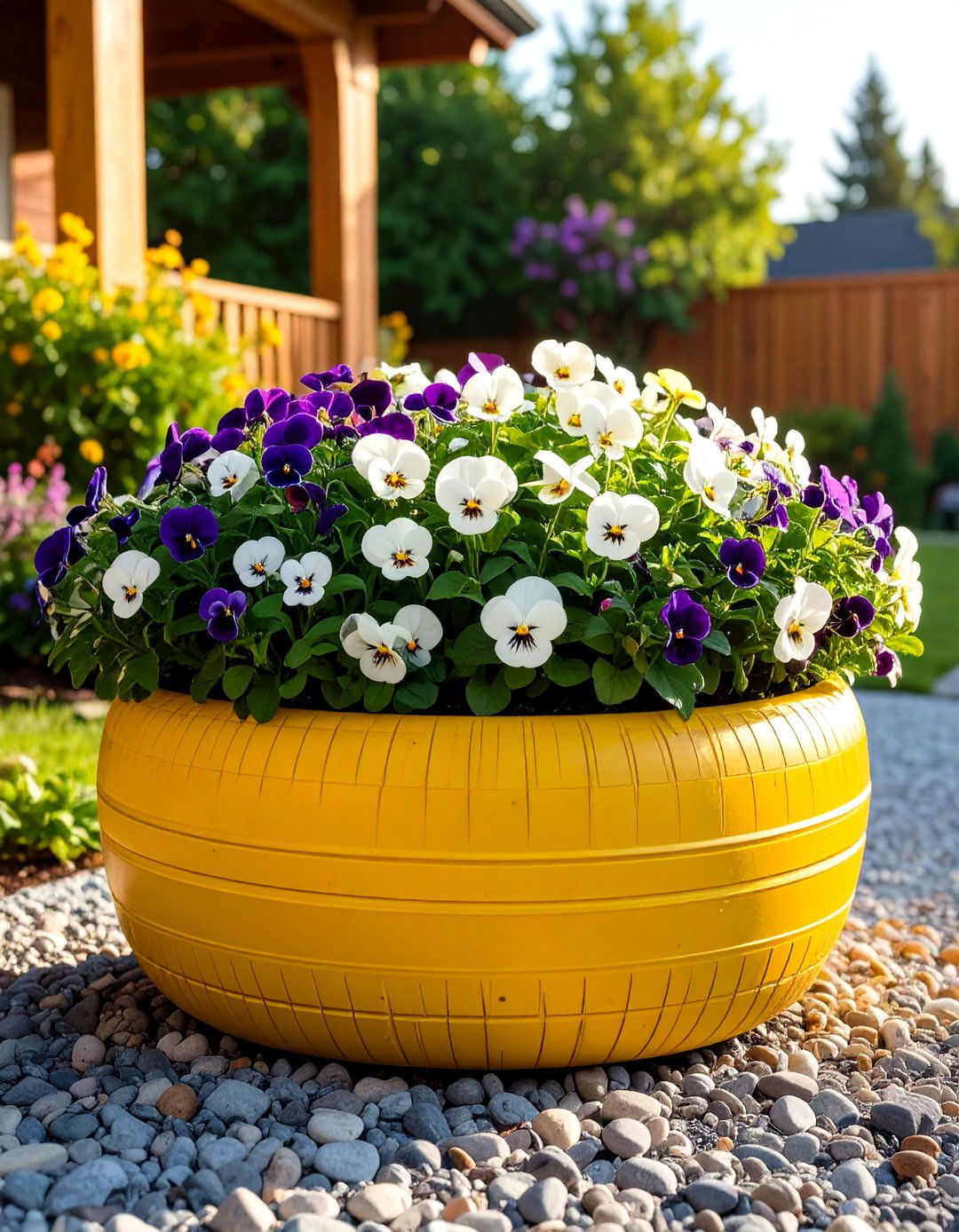 Repurposed Tire Patio Planter - 30 patio planter ideas
