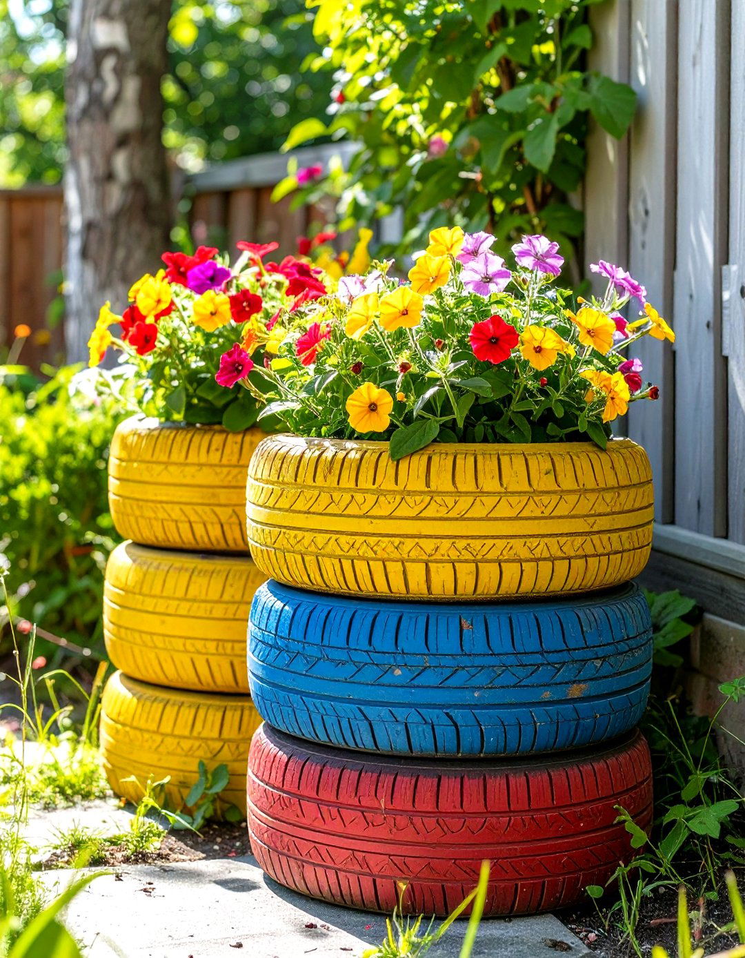 Repurposed Tire Planters - 30 outdoor decor ideas