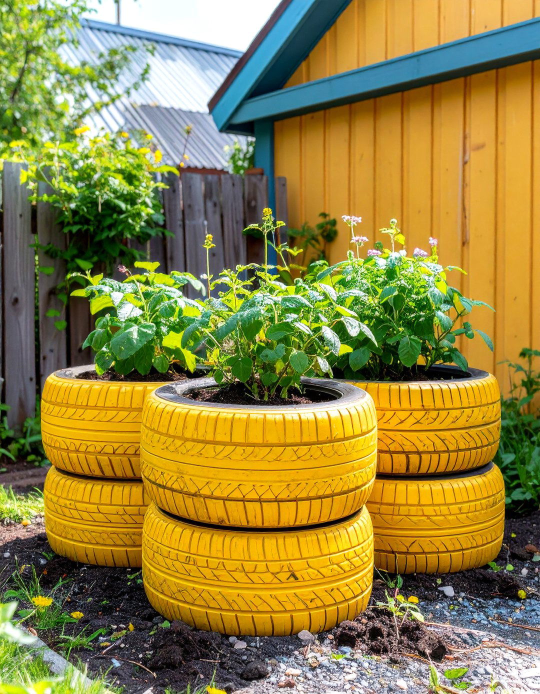 Repurposed Tire Raised Garden Bed - 30 inexpensive raised garden bed ideas