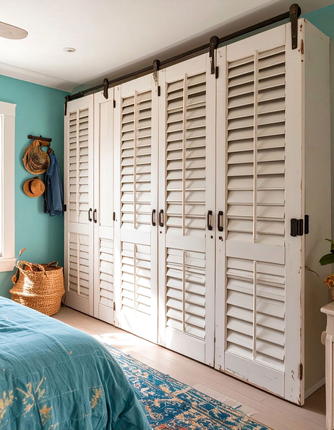 Repurposed Window Shutters - 30 alternative to closet door ideas