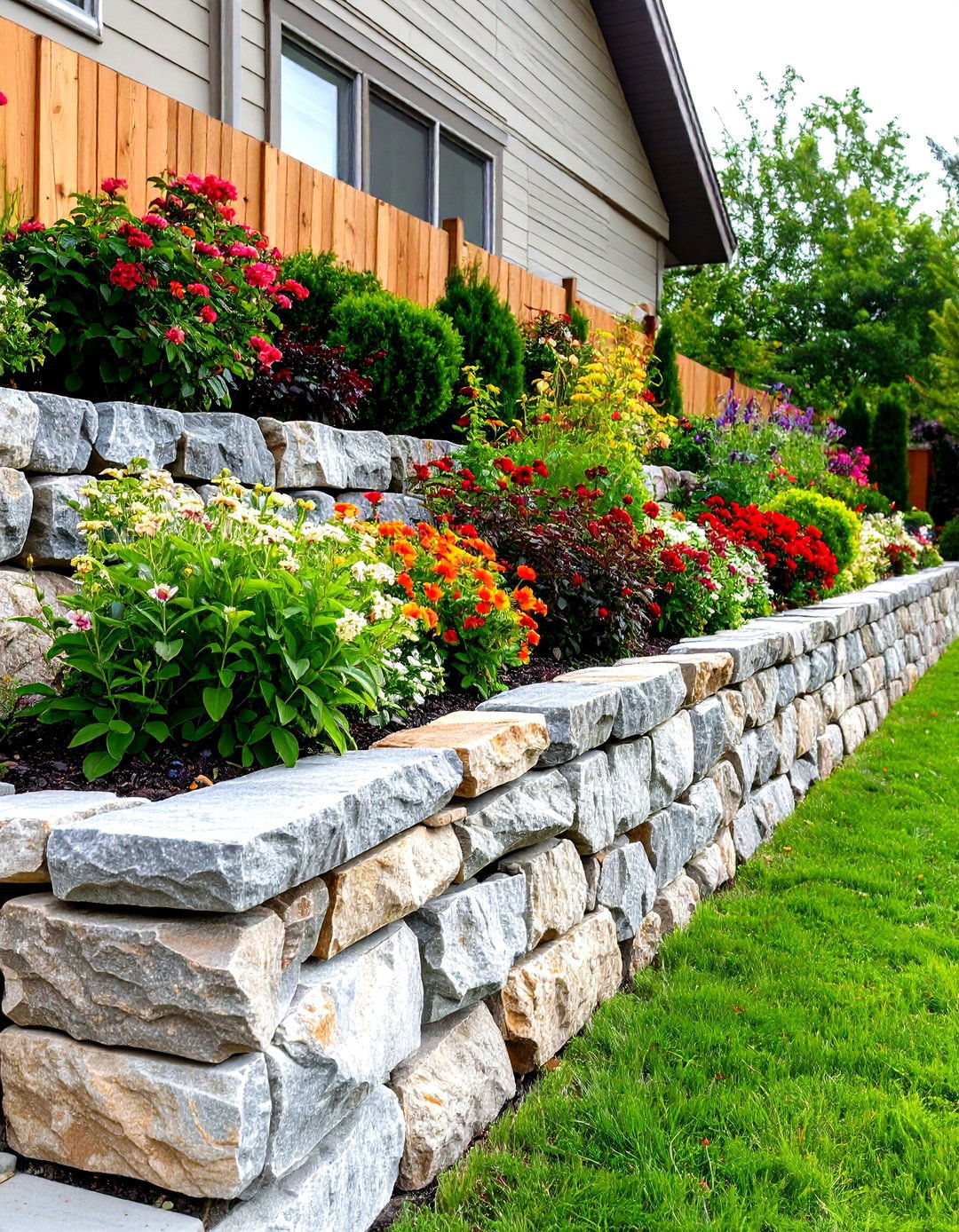 Retaining Wall Creating a Raised Foundation Garden Bed - 30 retaining wall ideas for sloped front yard