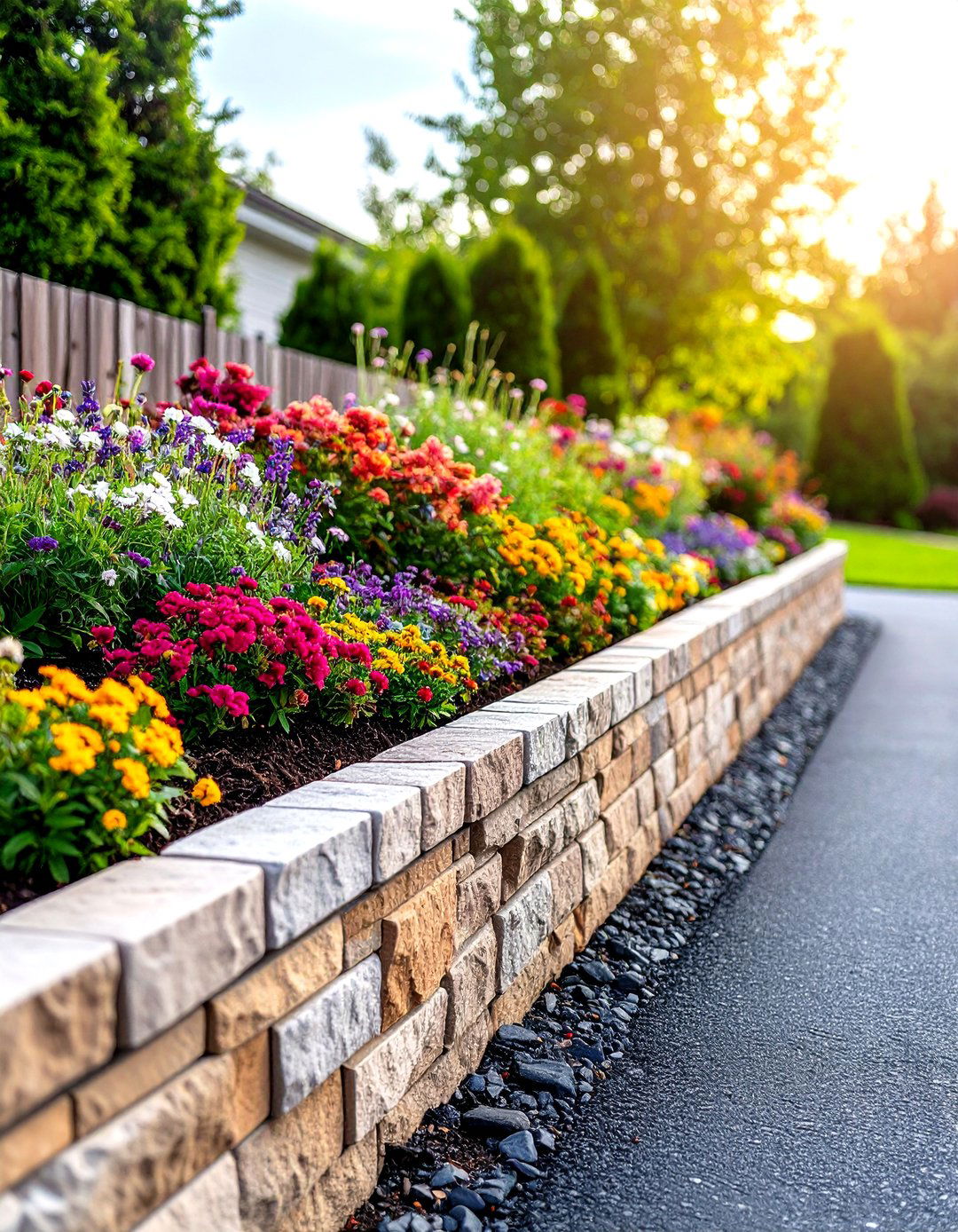 Retaining Wall Defining a Sloped Driveway - 30 retaining wall ideas for sloped front yard