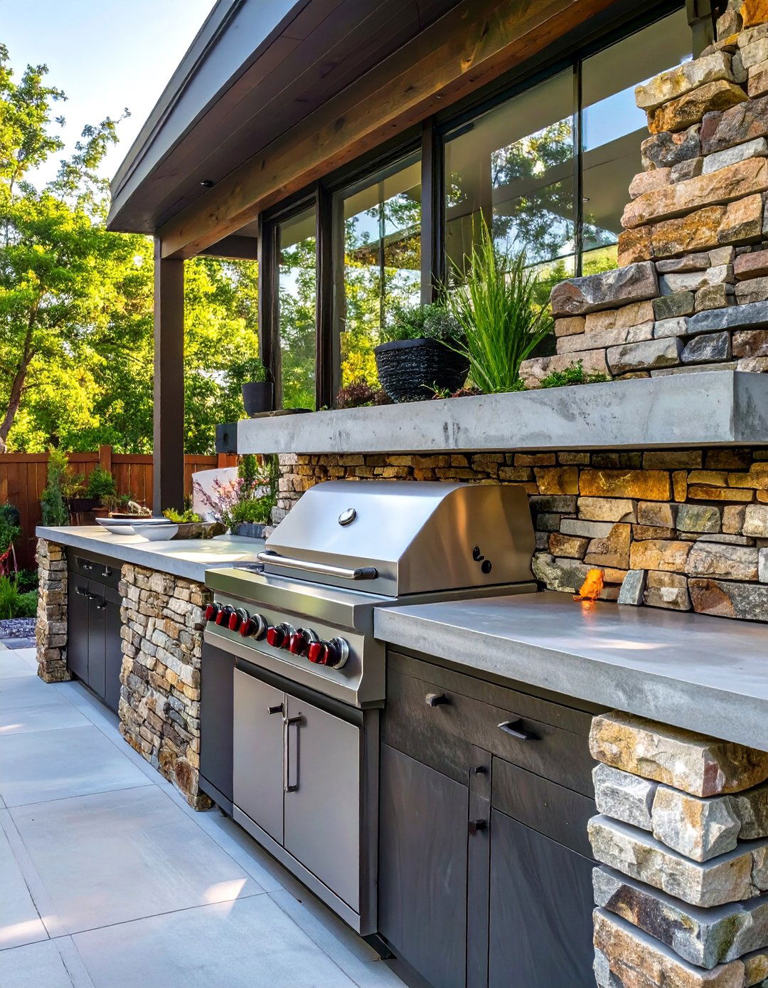 Retaining Wall as an Outdoor Kitchen Base - 30 backyard retaining wall ideas