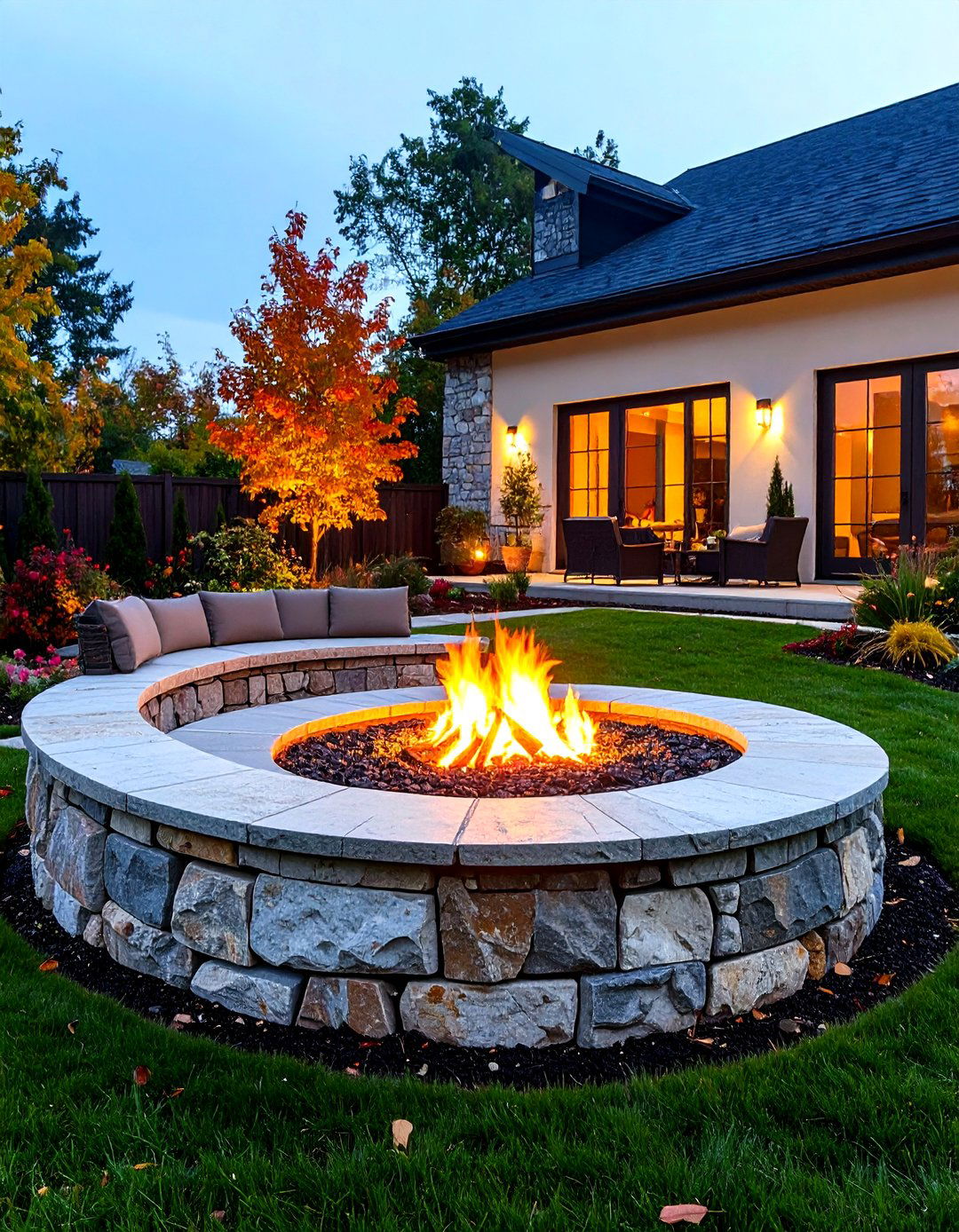 Retaining Wall creating a Raised Fire Pit Area - 30 retaining wall ideas for sloped backyard