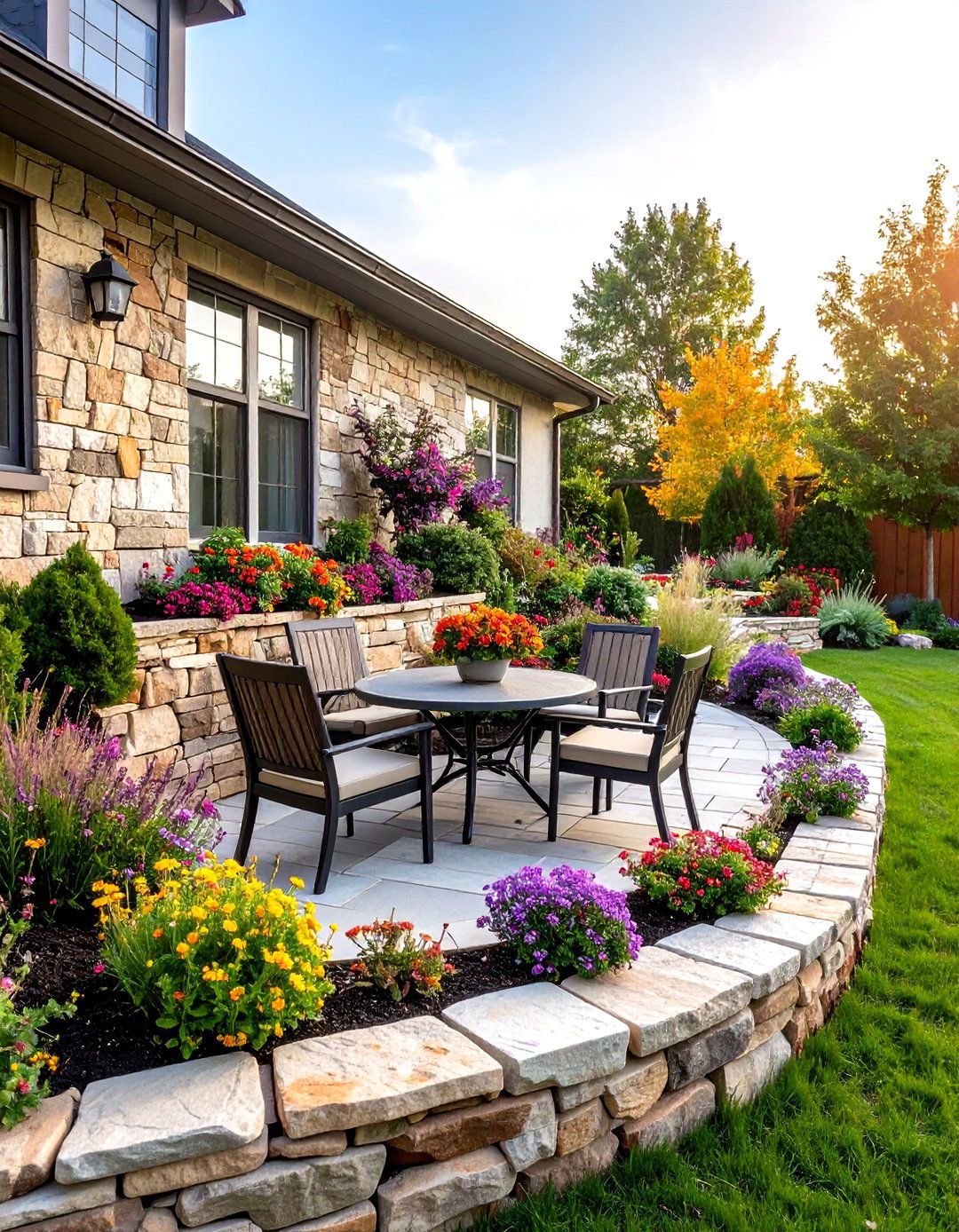 Retaining Wall to Create a Level Front Patio - 30 retaining wall ideas for sloped front yard