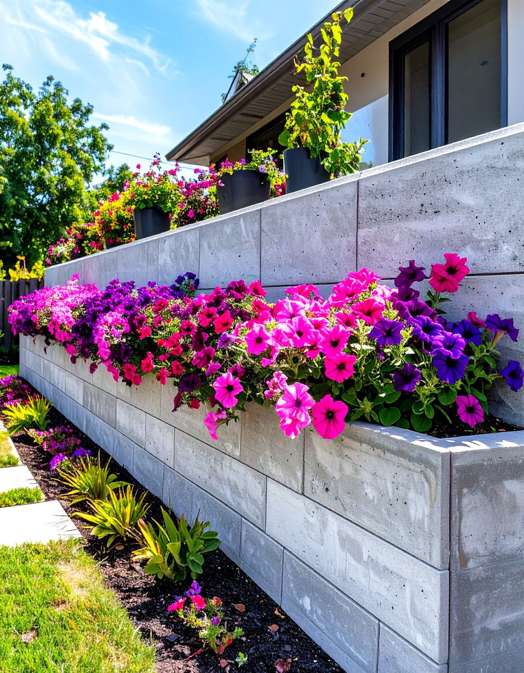 Retaining Wall with Built in Planters - 30 simple retaining wall ideas for sloped backyard
