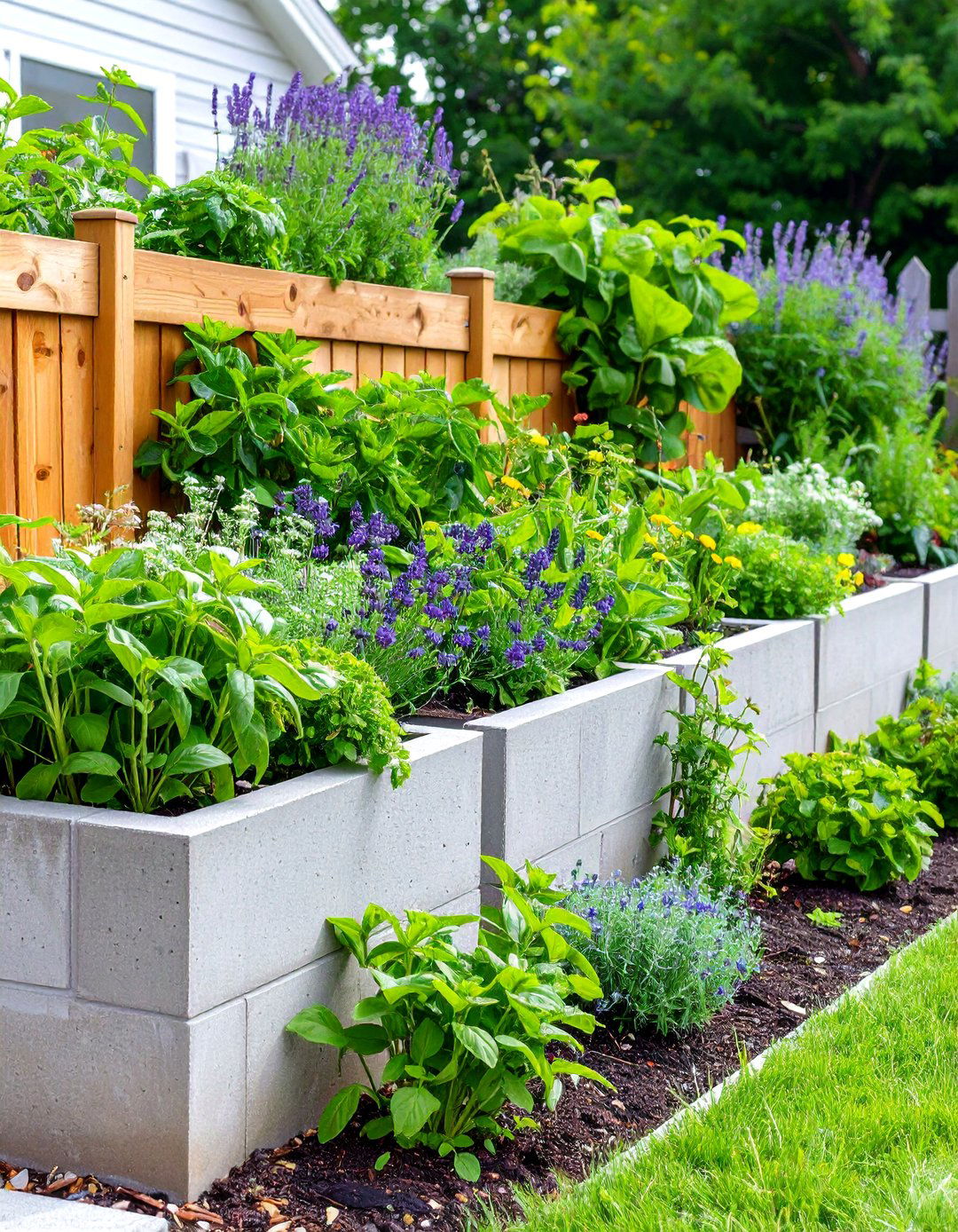 Retaining Wall with Integrated Planters - 30 front yard retaining wall ideas