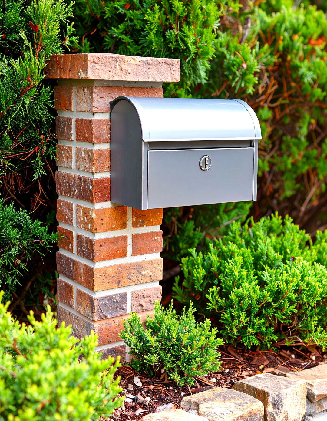 Retaining Wall with a Built in Mailbox - 30 front yard retaining wall ideas