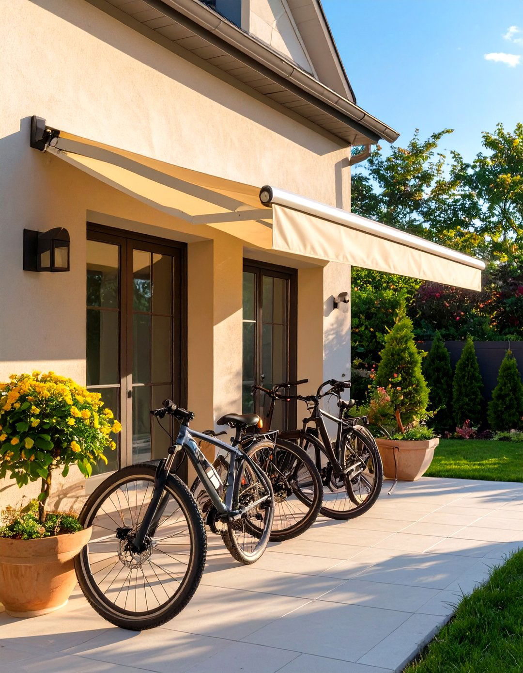Retractable Awning Bike Canopy - 30 outdoor bike storage ideas