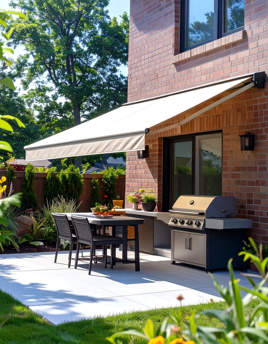 Retractable Awning Over BBQ Area - 30 small outdoor bbq area ideas