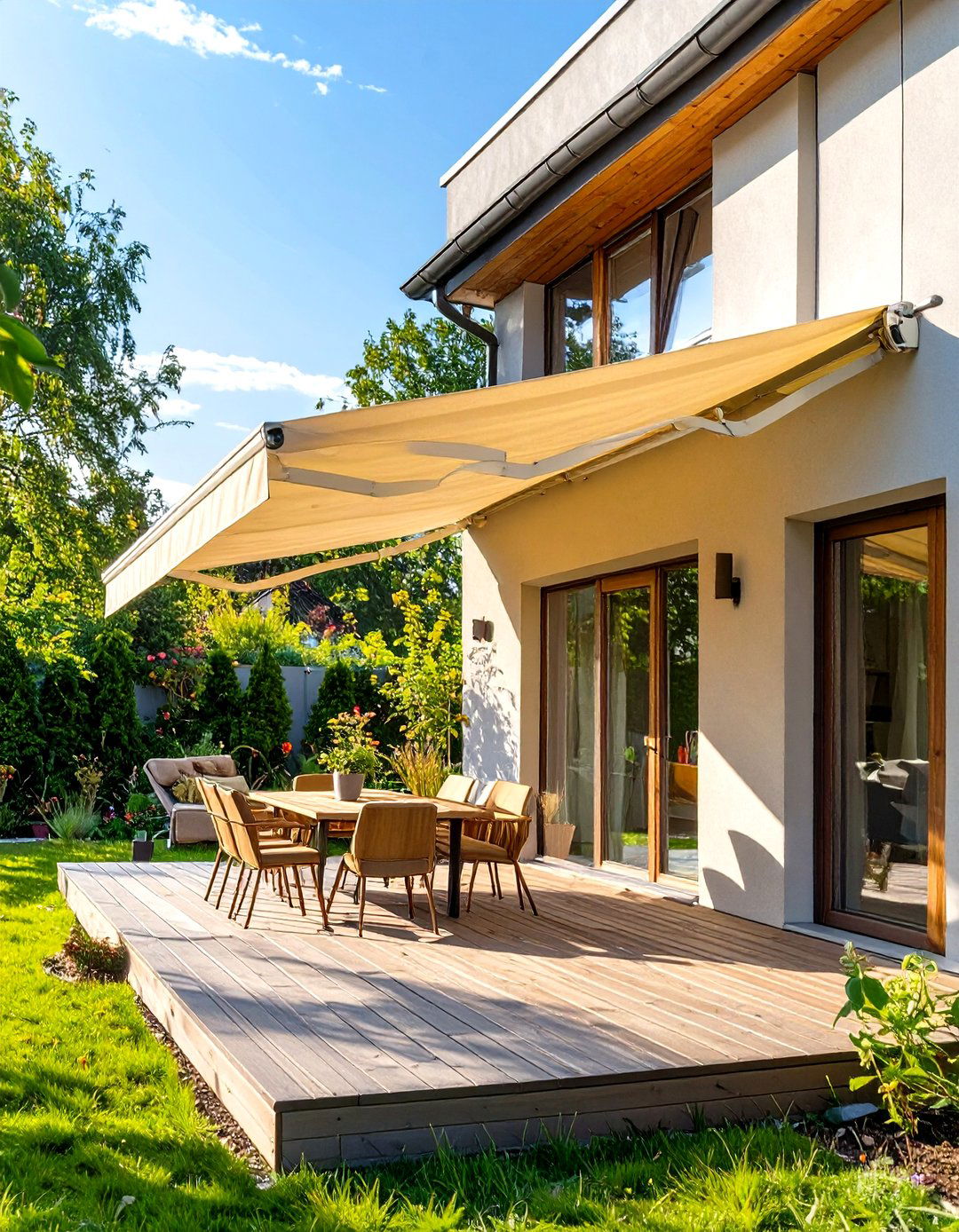 Retractable Awning for Shade - 30 small deck decorating ideas