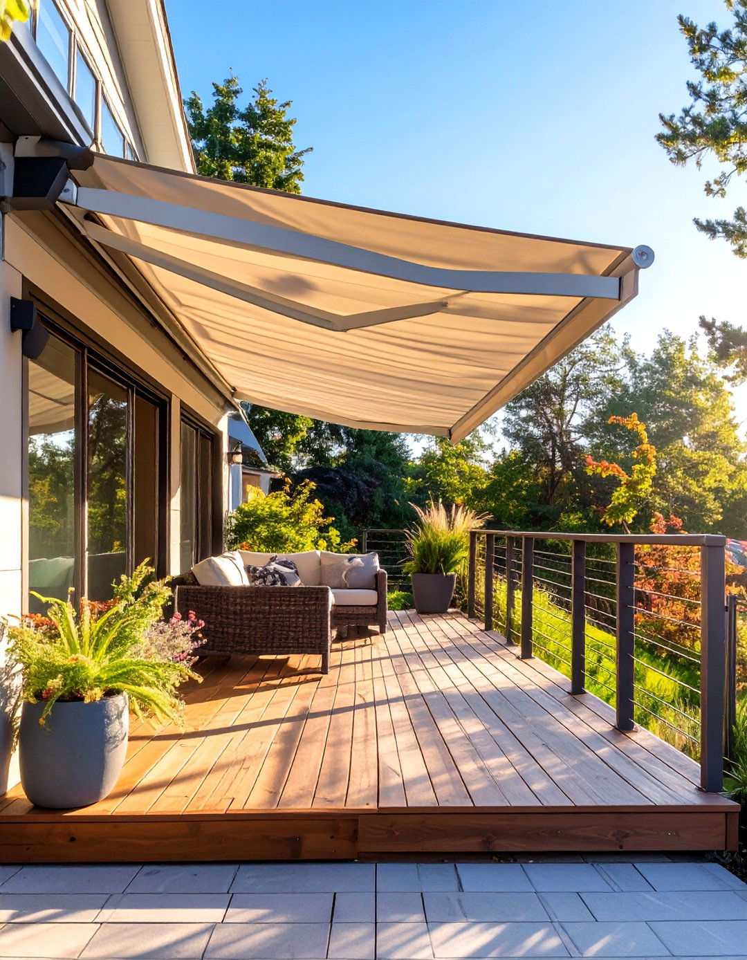 Retractable Awning with Drop Valance - 30 deck awning ideas