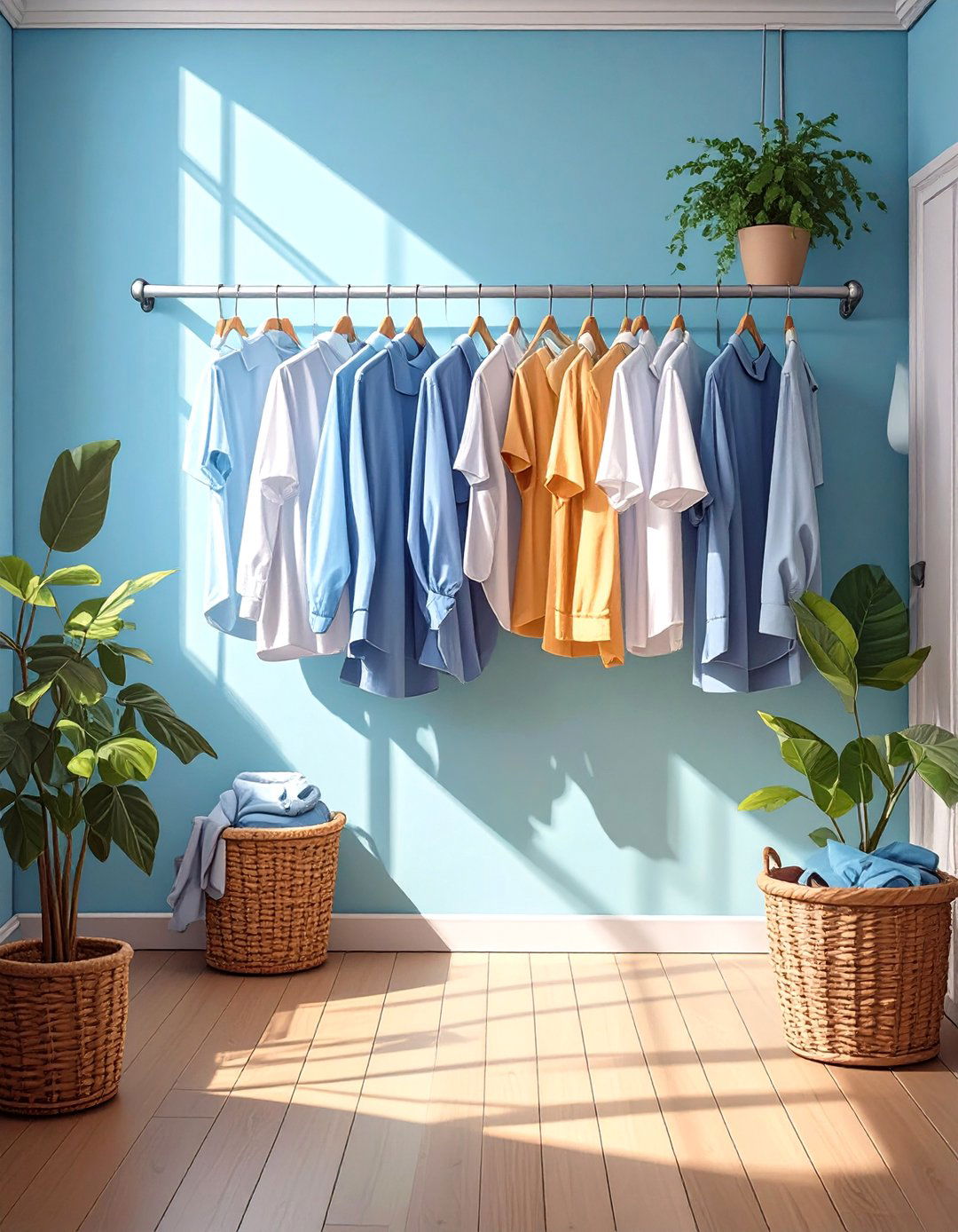 Retractable Clothesline for Drying - 30 small laundry room design ideas