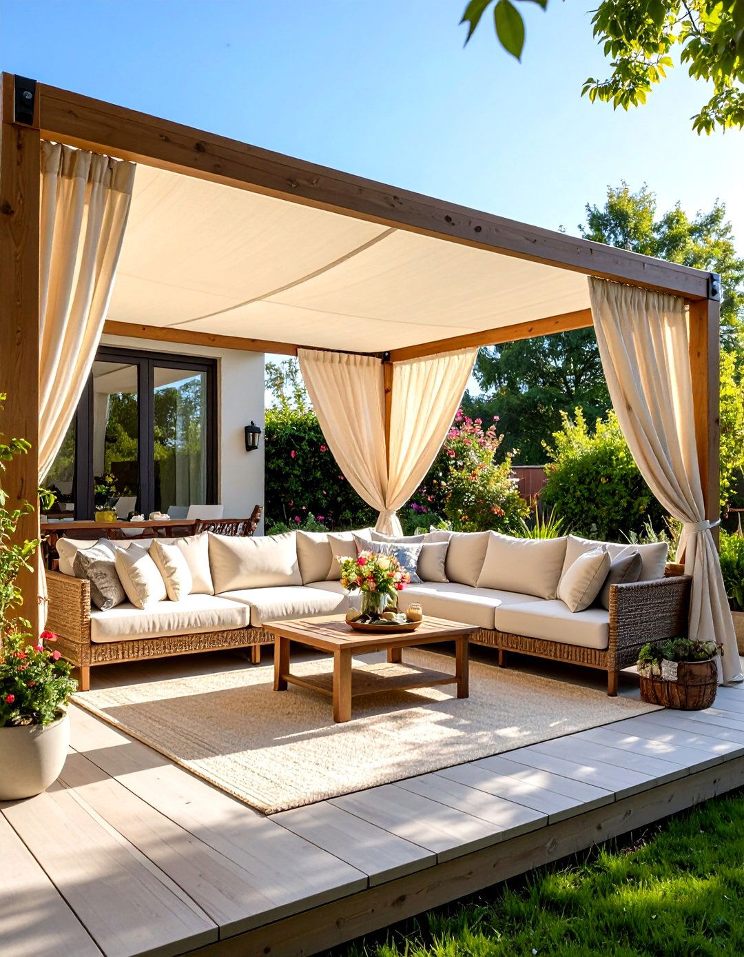 Retractable Fabric Canopy Patio Privacy Wall - 30 patio privacy wall ideas