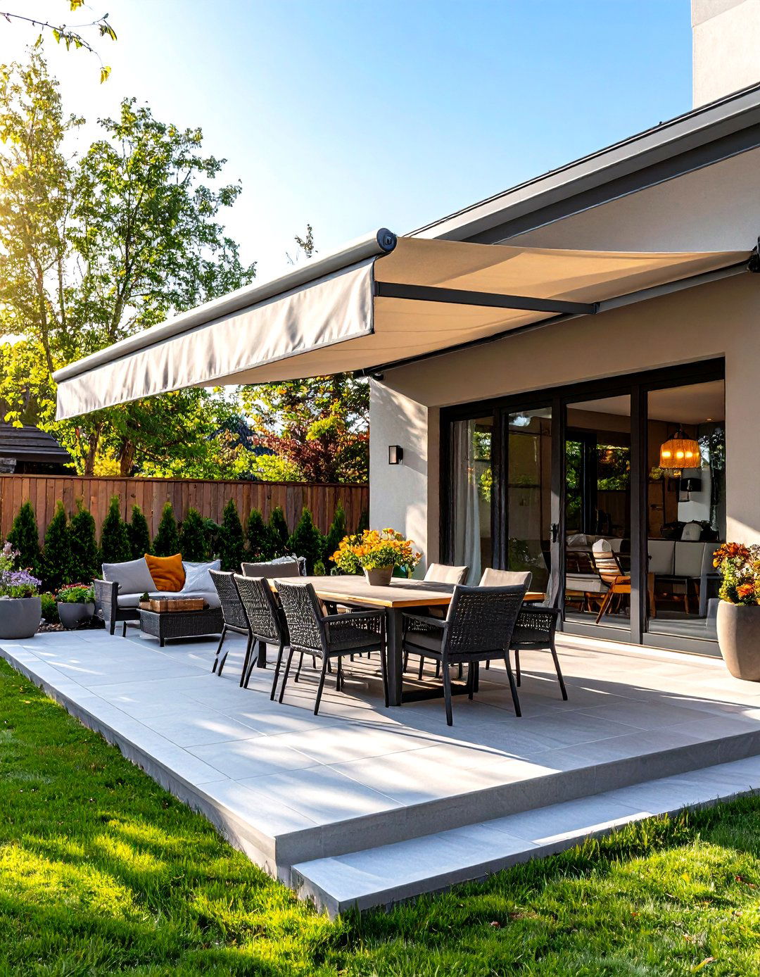 Retractable Side Awning - 30 patio privacy ideas