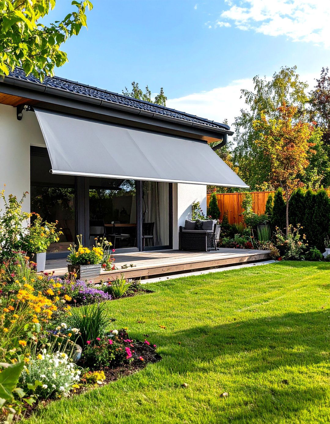 Retractable Side Awnings - 30 privacy ideas for backyard