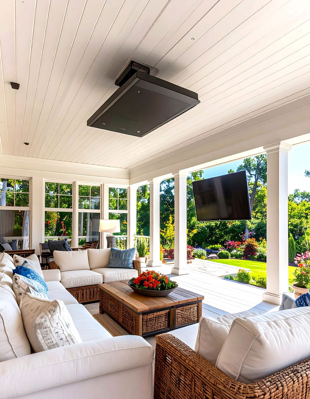 Retracting Outdoor TV Mount from a Ceiling - 30 outdoor tv mount ideas