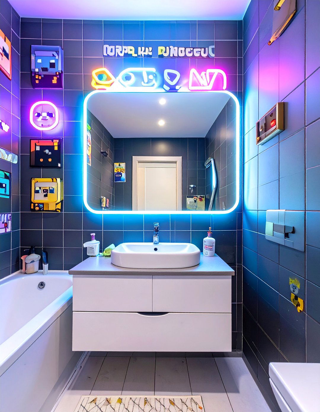 Retro Arcade Bathroom - 30 kids bathroom ideas