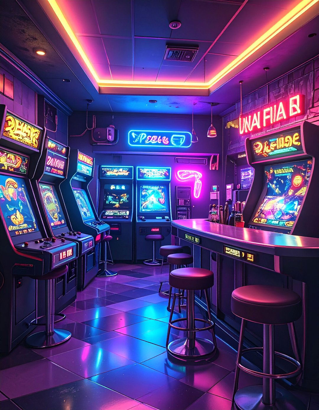 Retro Arcade Gaming Bar - 30 commercial interior design ideas