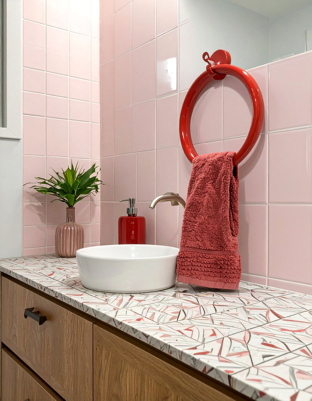 Retro Bathroom Colorful Ring Holders - 30 bathroom towel holder ideas