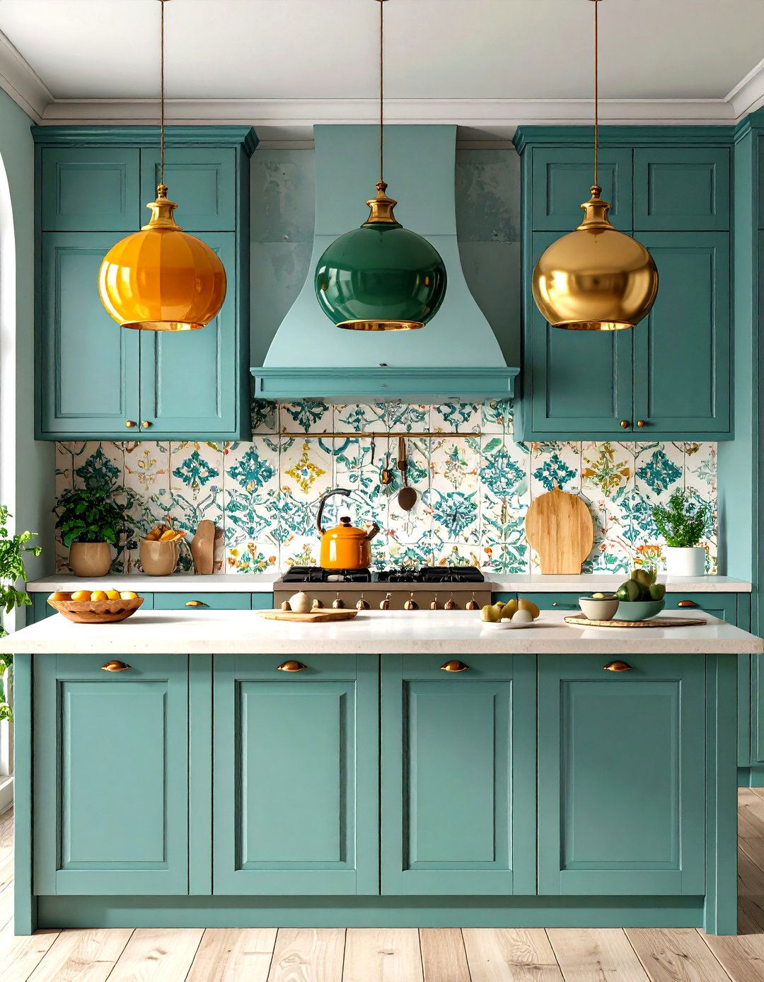 Retro Kitchen Colorful Globe Pendants - 30 kitchen lights ideas