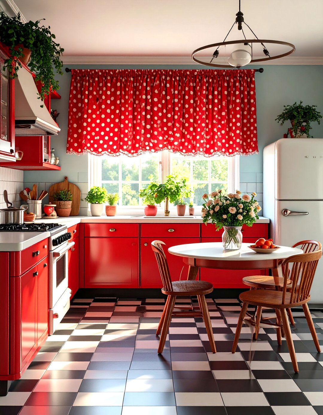 Retro Kitchen Polka Dot Curtains - 30 kitchen curtain ideas