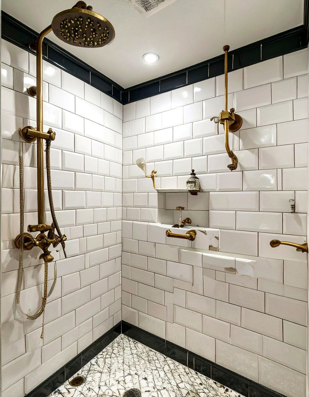 Retro Penny Tile Shower Walls - 30 shower wall ideas